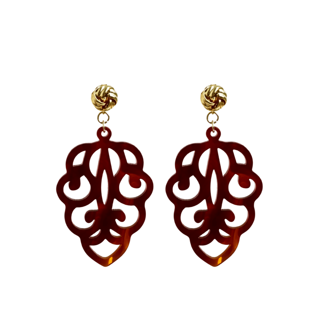 Knotted Leaf Cognac Statement Ohrringe von Pizzicato

